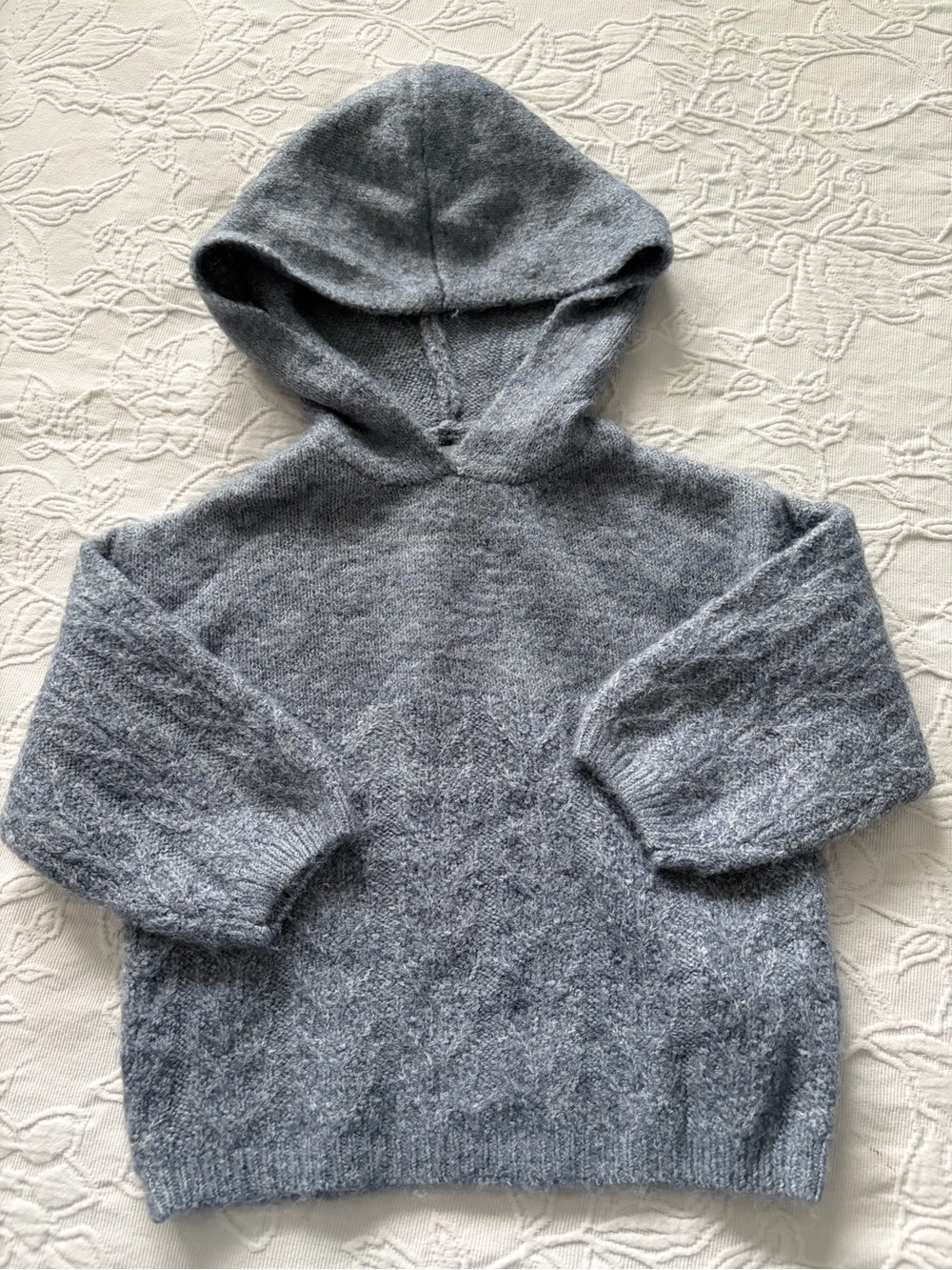 Baby Zara 6-9m oversized blue gray Hooded Sweater